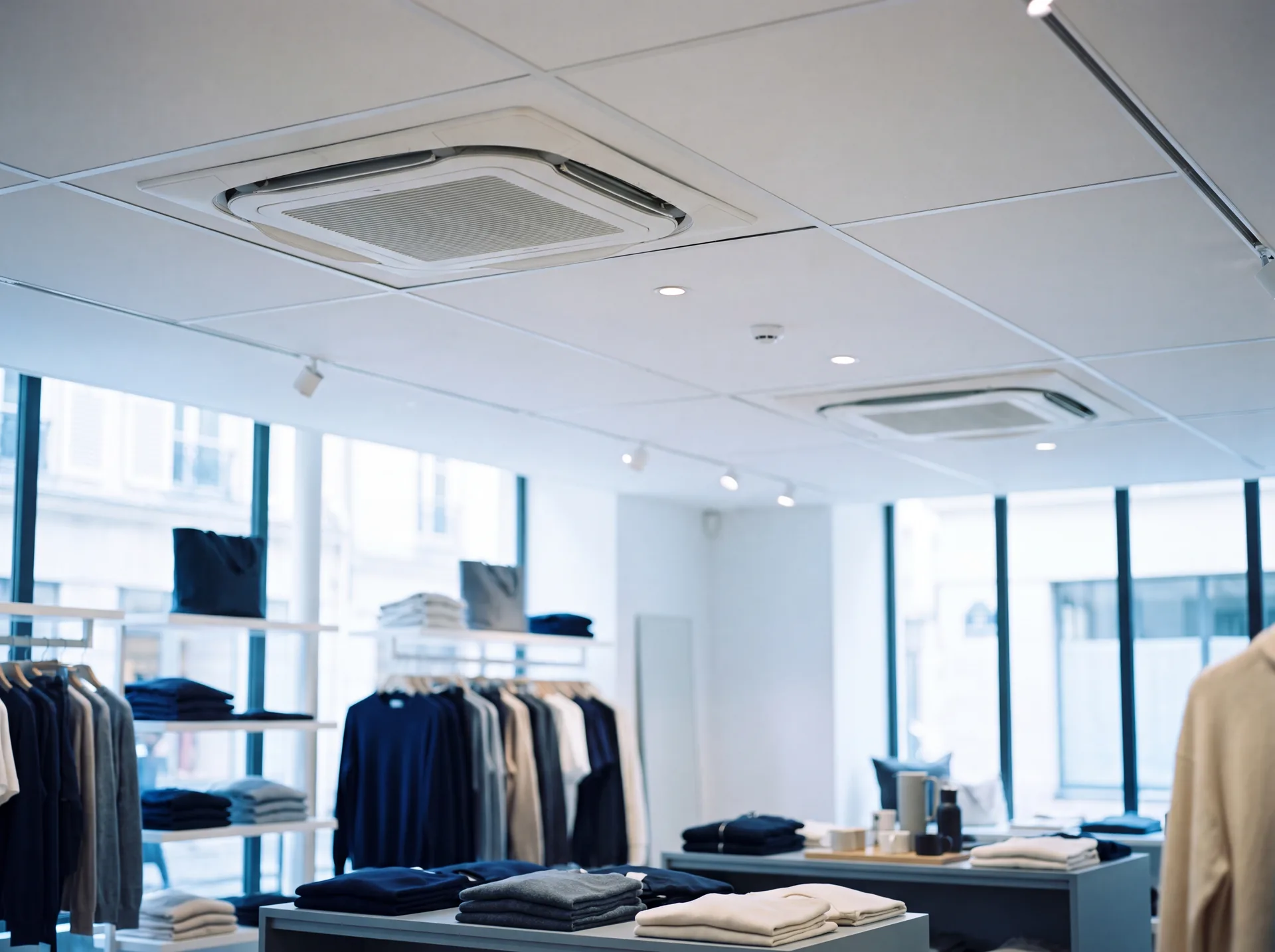 Cassettes de plafond pour une surface commerciale